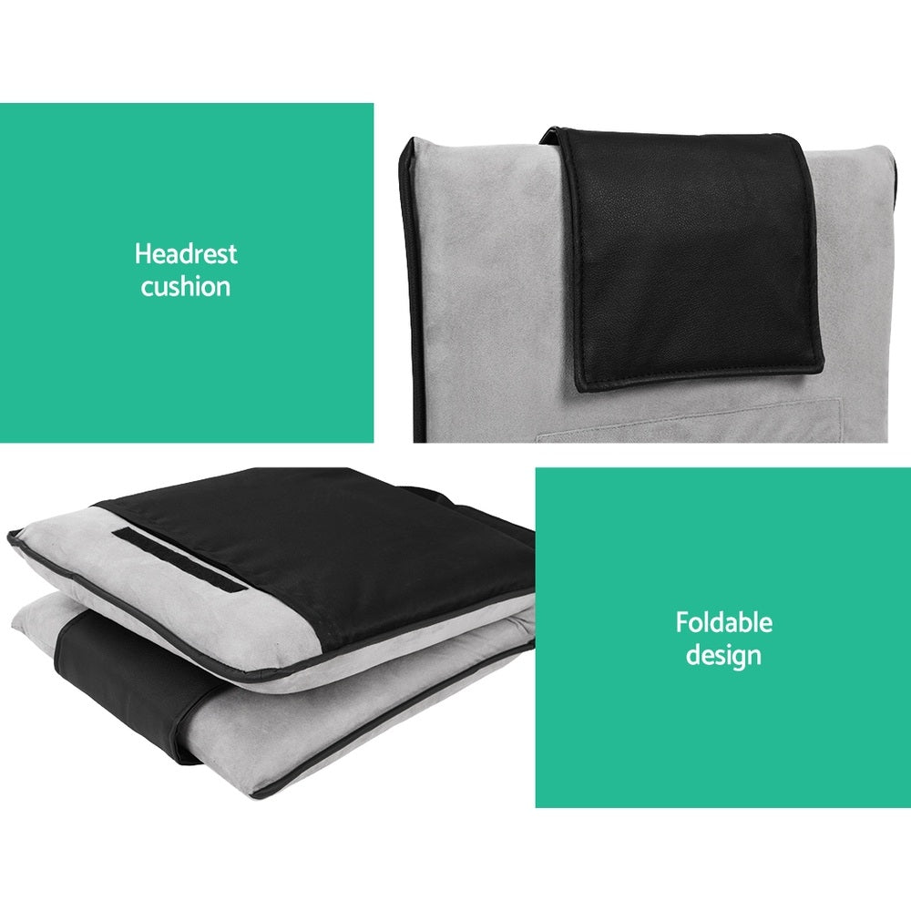 Set of 4 Megan Floor Lounge Sofa Bed Floor Cushion Velvet - Grey