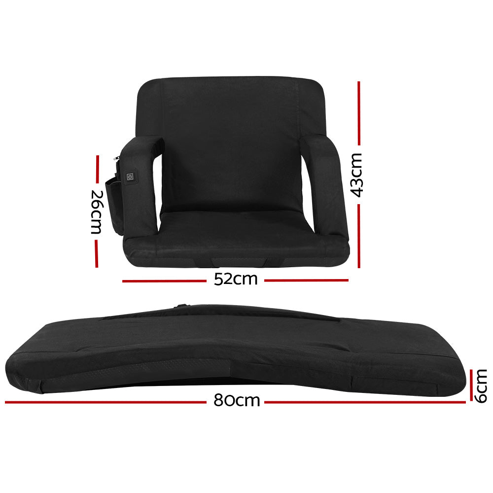 Set of 2 Myra Floor Lounge Sofa Bed With Armrest Heated Cushion - Black