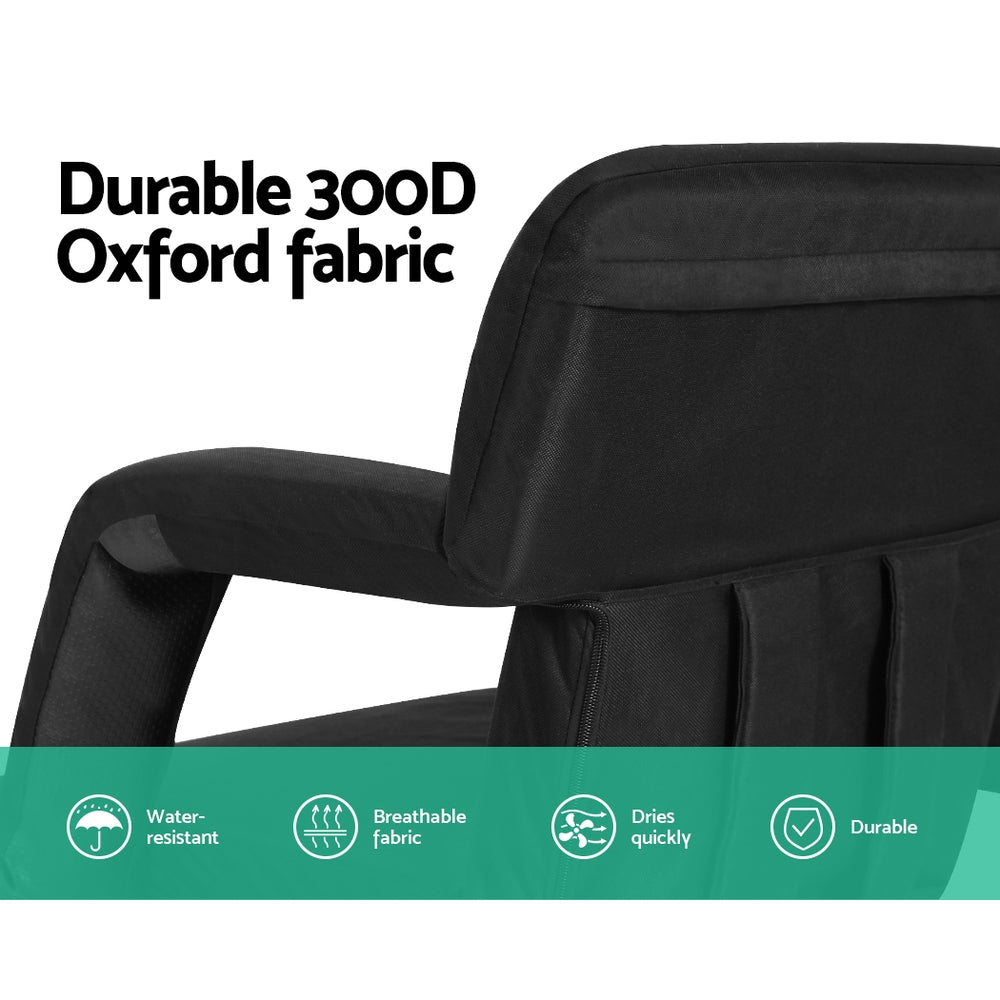 Set of 2 Myra Floor Lounge Sofa Bed With Armrest Heated Cushion - Black