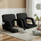 Set of 2 Myra Floor Lounge Sofa Bed With Armrest Heated Cushion - Black