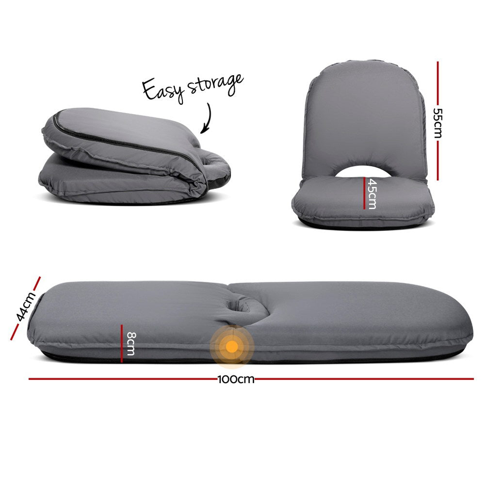 Floor Lounge Sofa Camping Portable Recliner Beach Chair Folding Outdoor Grey