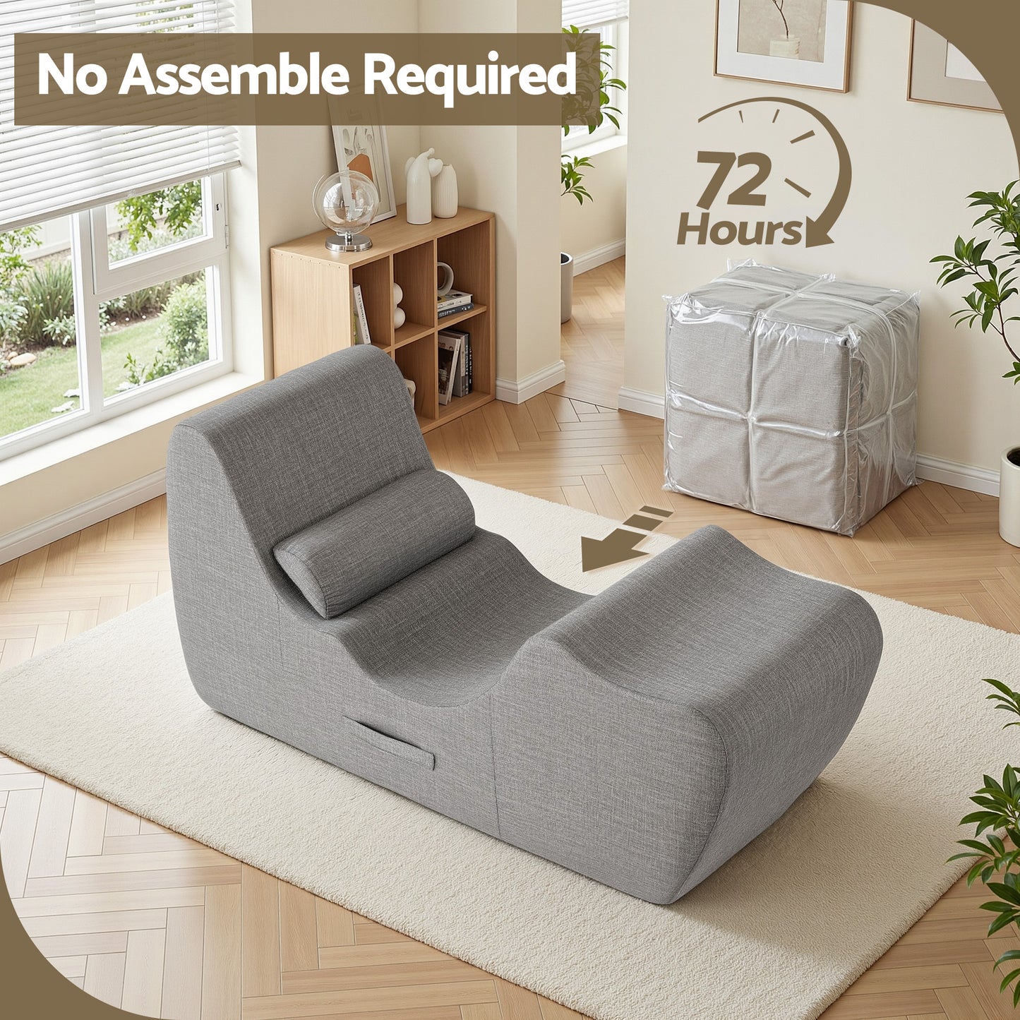 Maudie Chaise Lounge Chair Ergonomic S-Curve Floor Lounger Boneless Lounge Chairs - Grey