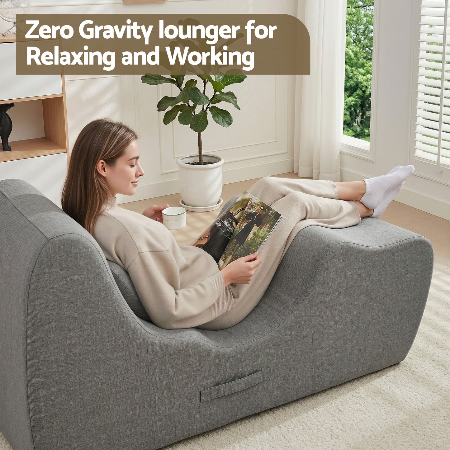 Maudie Chaise Lounge Chair Ergonomic S-Curve Floor Lounger Boneless Lounge Chairs - Grey
