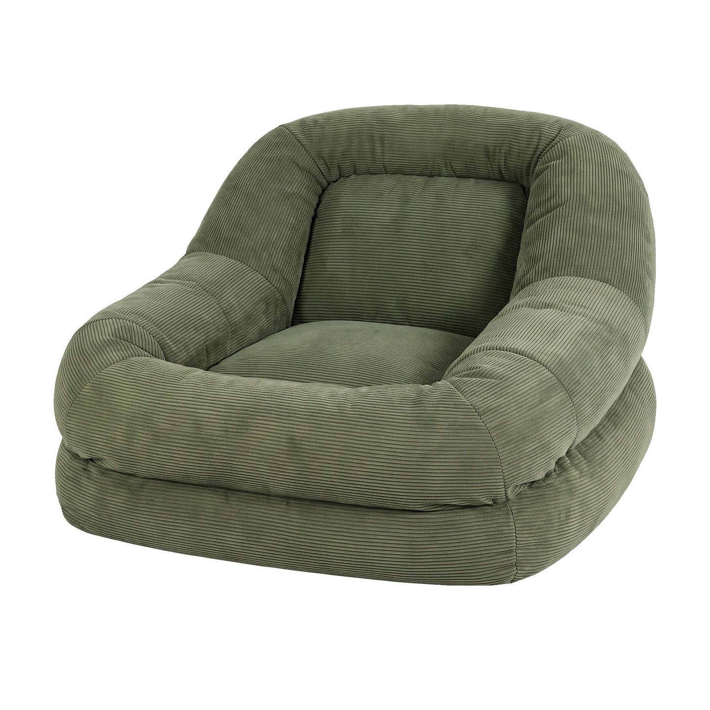 Armchair Floor Chair Couch Recliner 1 Seater Cloud Chaise Lounge Corduroy Green