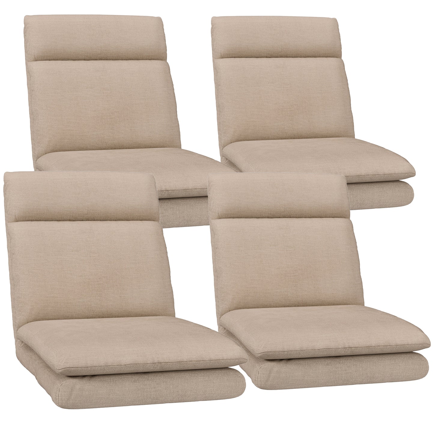 Set of 4 Mylene Floor Chair Sofa Linen - Beige