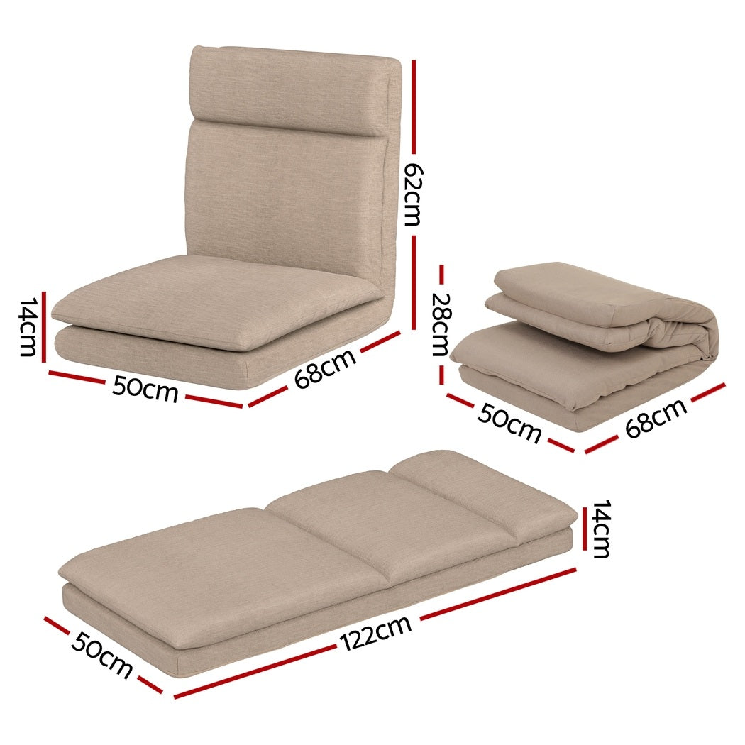 Set of 4 Mylene Floor Chair Sofa Linen - Beige