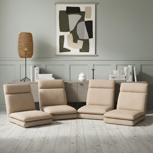 Set of 4 Mylene Floor Chair Sofa Linen - Beige