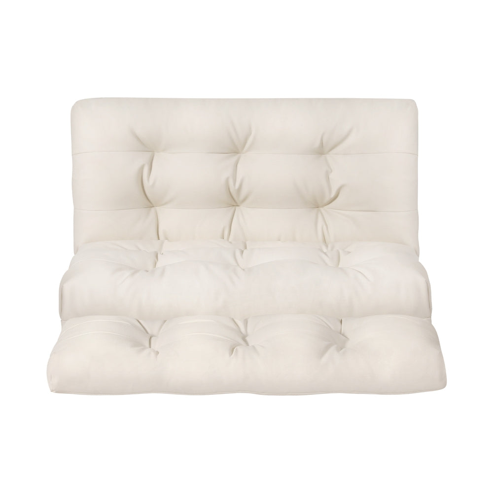 Micah 2-Seater Floor Lounge Sofa Bed Pillow Leather - White