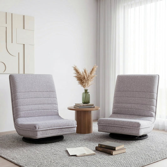 Set of 2 Marvs Swivel Floor Chair 360 Adjustable Foldable Lounge Seat Floor Sofa Chair - Grey