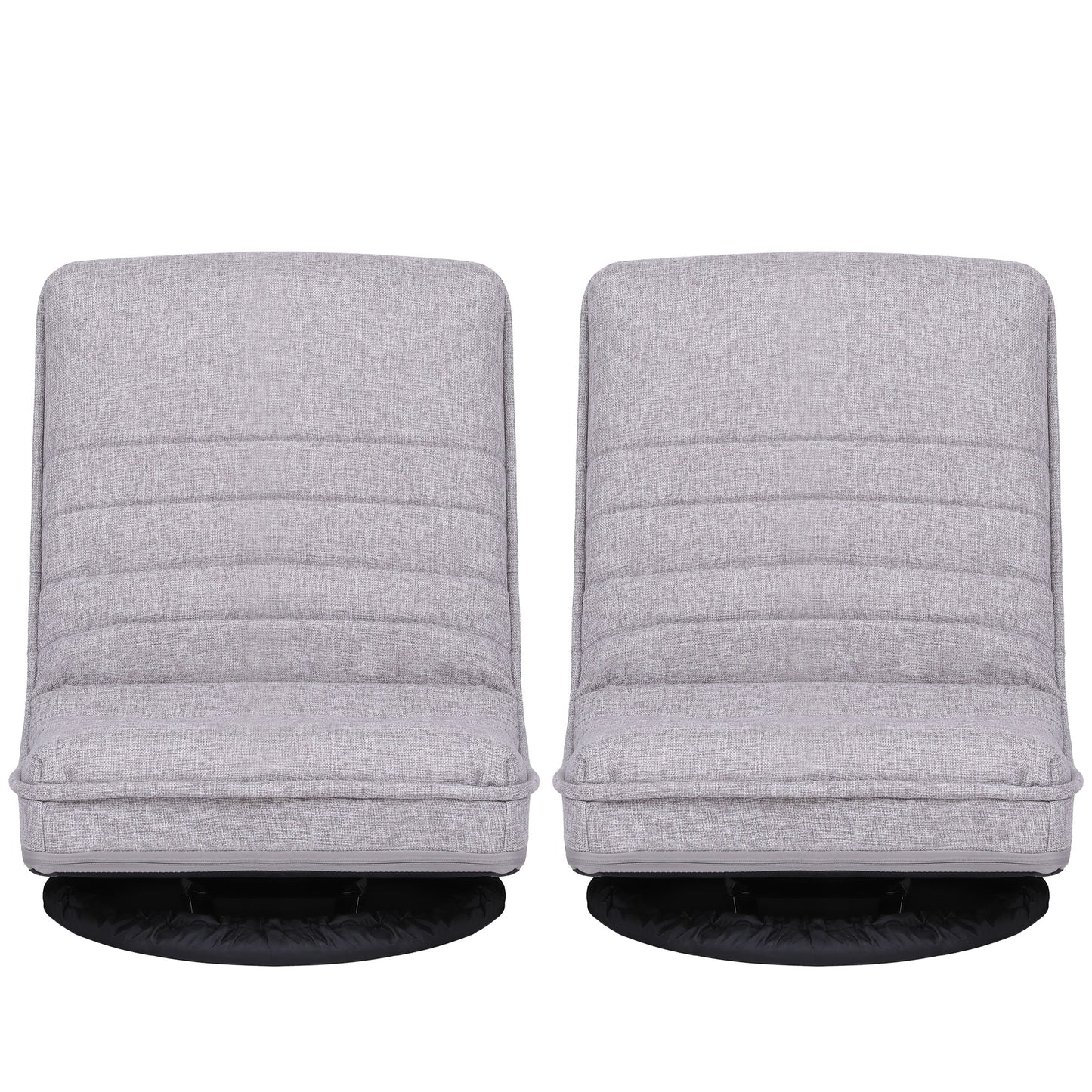 Set of 2 Marvs Swivel Floor Chair 360 Adjustable Foldable Lounge Seat Floor Sofa Chair - Grey