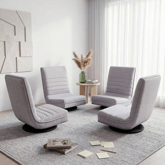 Set of 4 Marvs Swivel Floor Chair 360 Adjustable Foldable Lounge Seat Floor Sofa Chair - Grey