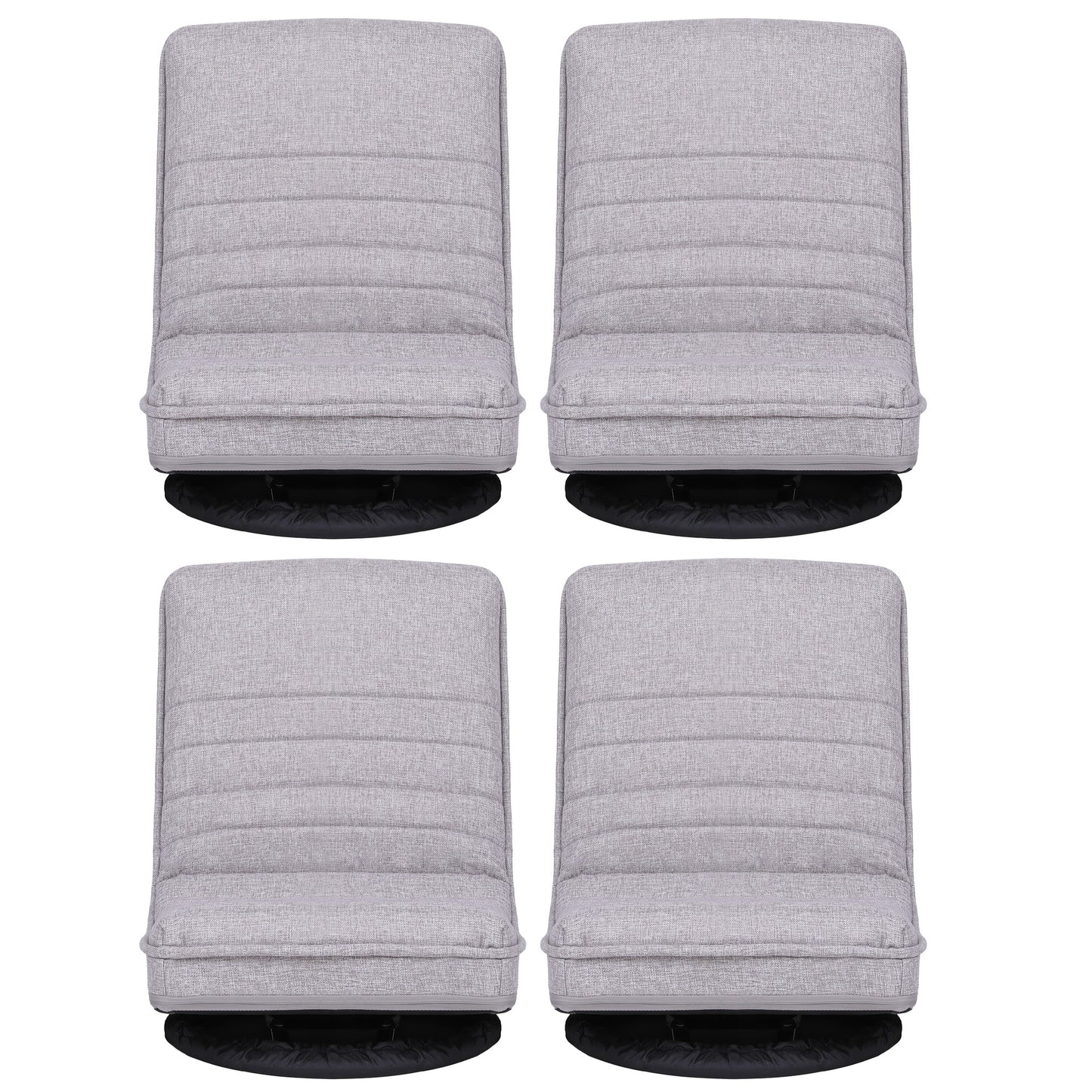 Set of 4 Marvs Swivel Floor Chair 360 Adjustable Foldable Lounge Seat Floor Sofa Chair - Grey