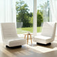 Set of 2 Marvs Floor Chair Lounge Sofa Swivel Foldable Linen - White