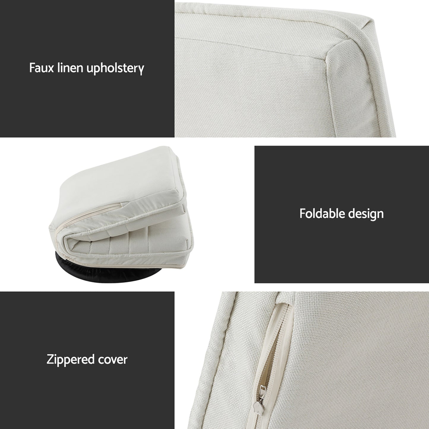 Set of 2 Marvs Floor Chair Lounge Sofa Swivel Foldable Linen - White