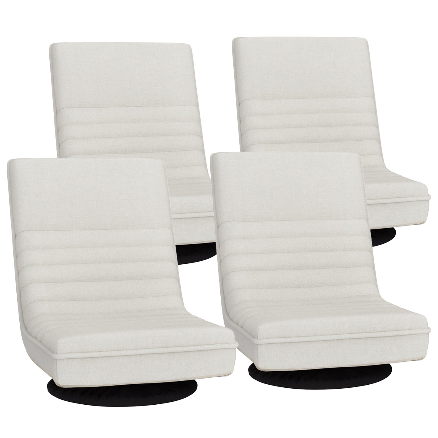 Set of 4 Marvs Floor Chair Lounge Sofa Swivel Foldable Linen - White