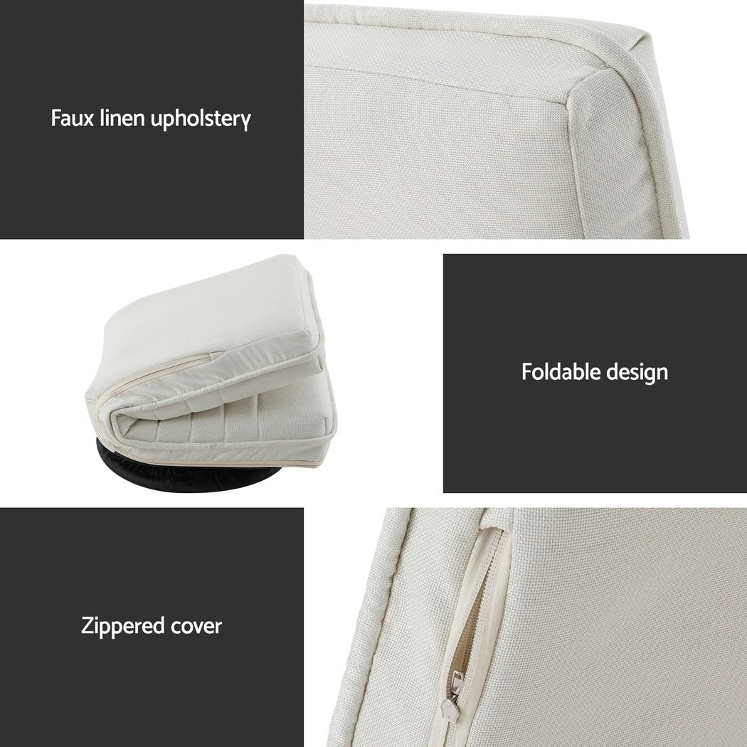 Set of 4 Marvs Floor Chair Lounge Sofa Swivel Foldable Linen - White
