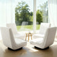 Set of 4 Marvs Floor Chair Lounge Sofa Swivel Foldable Linen - White