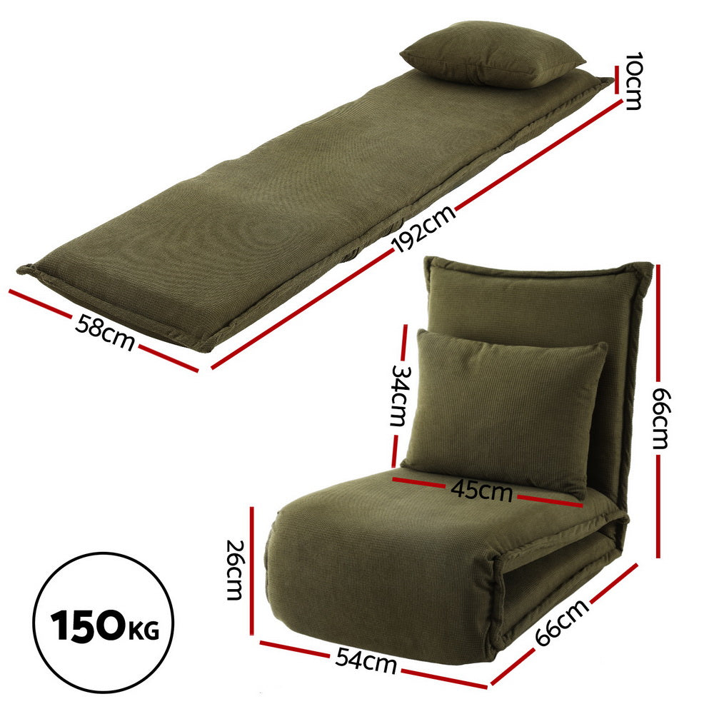 Meira Floor Lounge Sofa Bed Foldable - Green