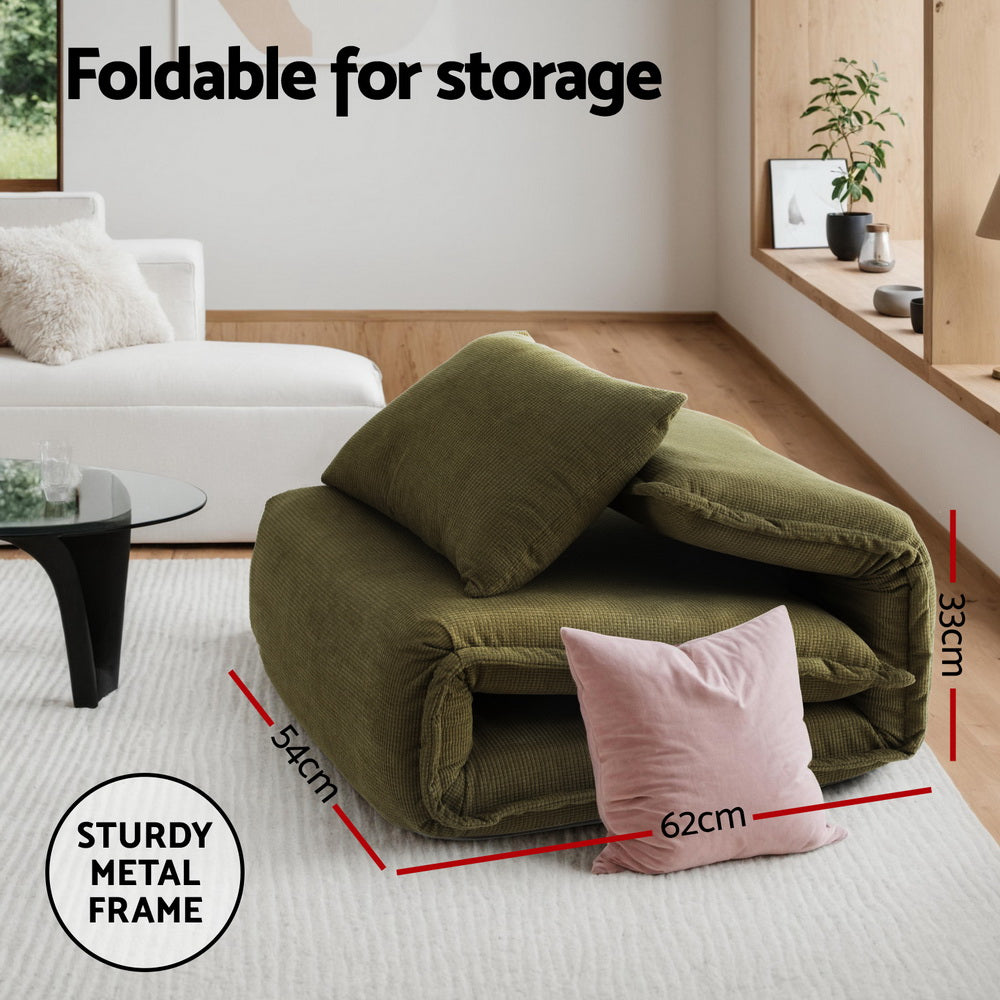 Meira Floor Lounge Sofa Bed Foldable - Green
