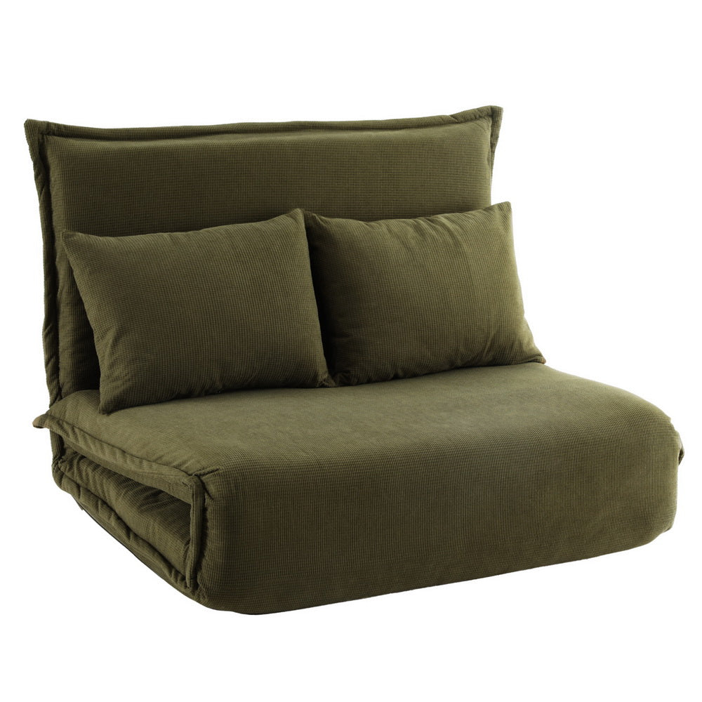 Meira 2-Seater Floor Lounge Sofa Bed Foldable - Green