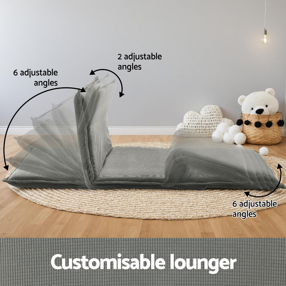Meira 2-Seater Floor Lounge Sofa Bed Foldable - Grey