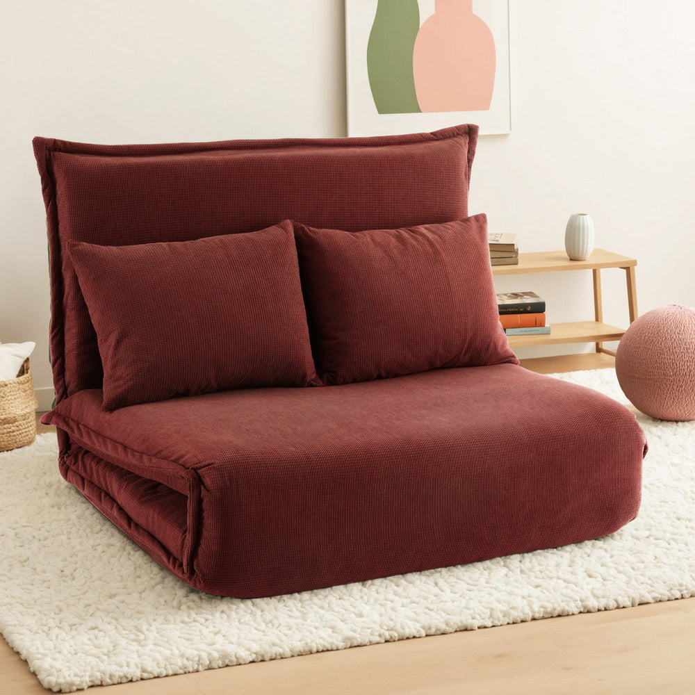 Meira 2-Seater Floor Lounge Sofa Bed Foldable - Orange