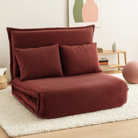 Meira 2-Seater Floor Lounge Sofa Bed Foldable - Orange