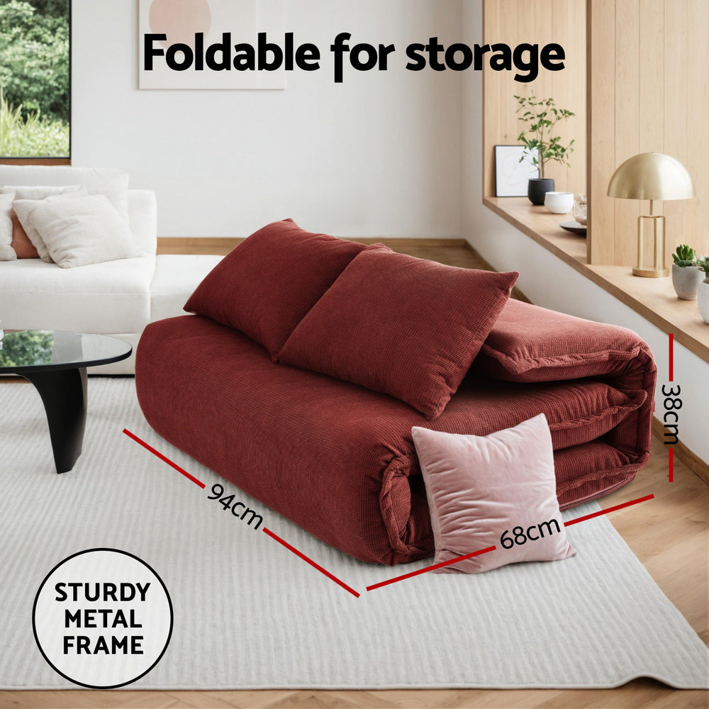 Meira 2-Seater Floor Lounge Sofa Bed Foldable - Orange