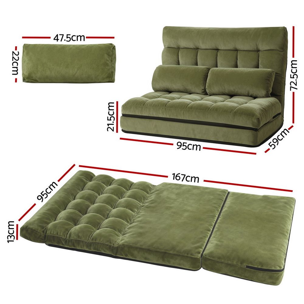 Merryn 2-Seater Lounge Sofa Bed Fabric - Green
