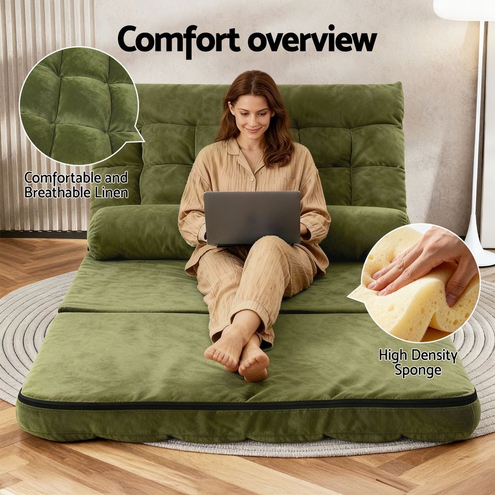 Merryn 2-Seater Lounge Sofa Bed Fabric - Green