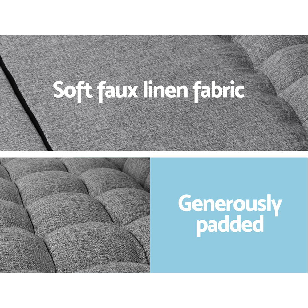Merryn 2-Seater Fabric Folding Floor Sofa Bed Lounge - Grey