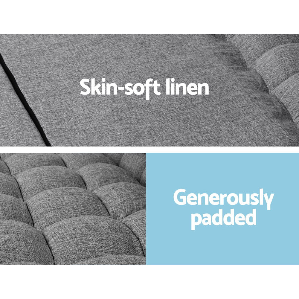Merryn 2-Seater Fabric Folding Floor Sofa Bed Lounge - Grey