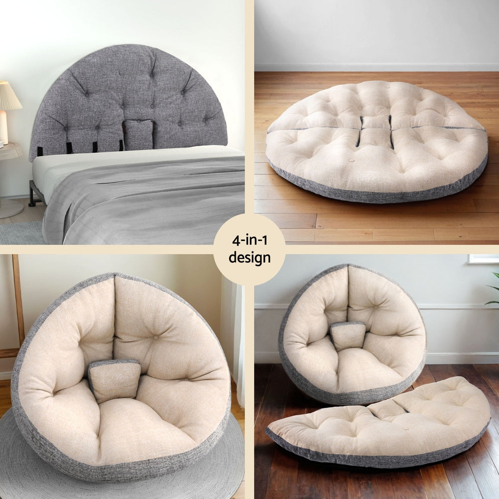 Milou Floor Lounge Sofa Bed Chair Foldable Washable - Beige