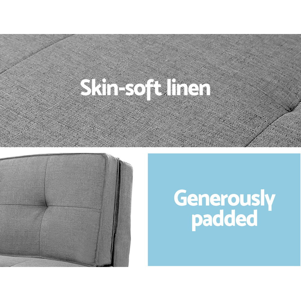 Meagan Chaise Futon Folding Floor Sofa Bed Recliner - Grey