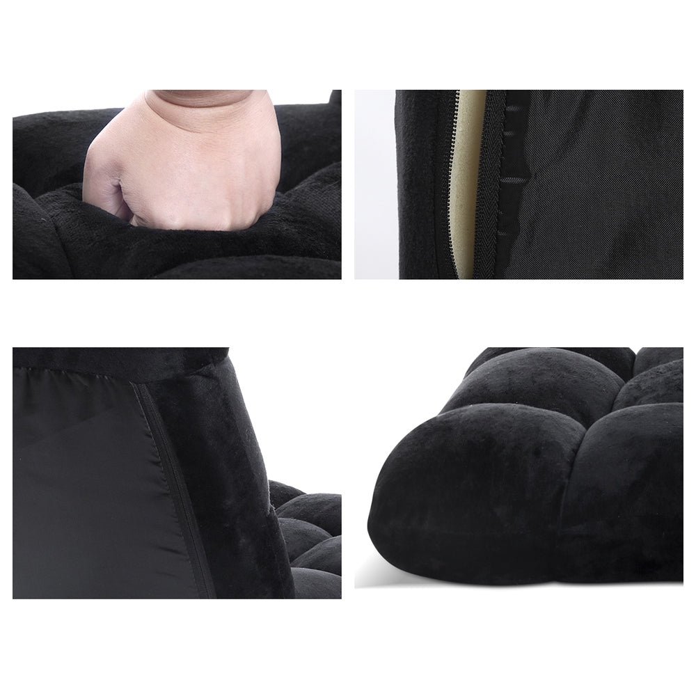 Set of 2 Marget Lounge Sofa Bed Flannel Fabric - Black