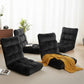 Set of 4 Marget Lounge Sofa Bed Flannel Fabric - Black