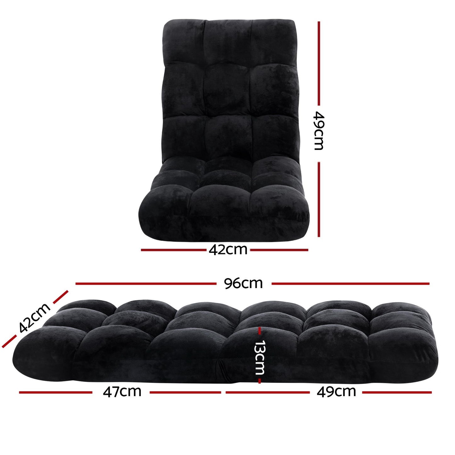 Set of 4 Marget Lounge Sofa Bed Flannel Fabric - Black