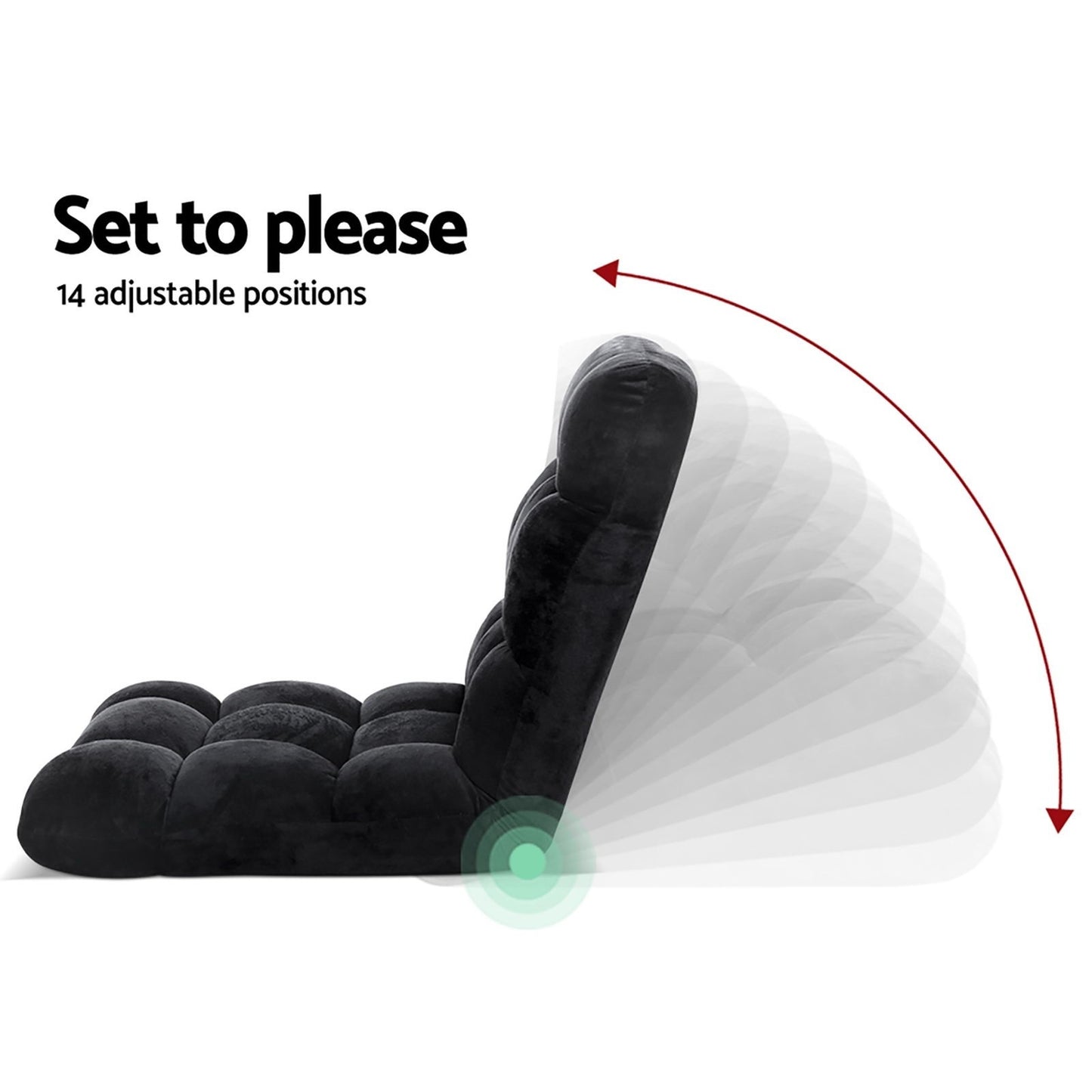 Set of 4 Marget Lounge Sofa Bed Flannel Fabric - Black