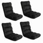 Set of 4 Marget Lounge Sofa Bed Flannel Fabric - Black