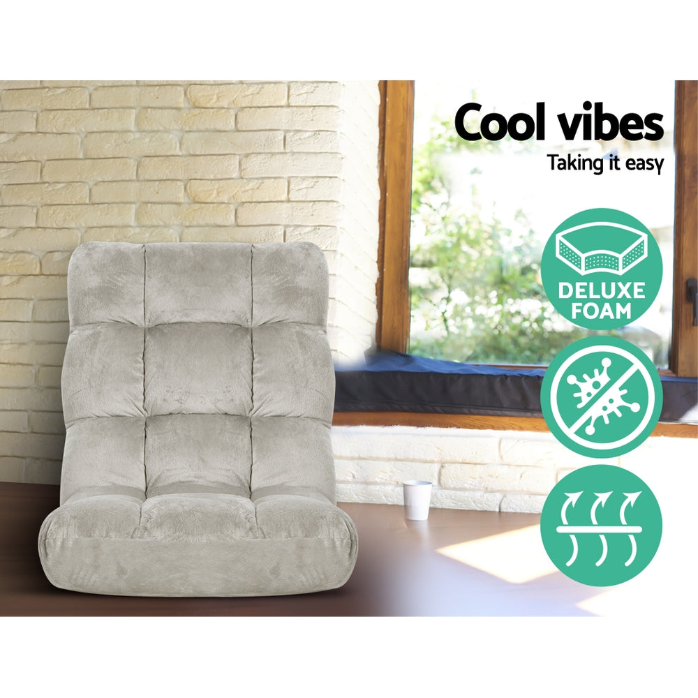 Set of 2 Marget Lounge Sofa Bed Flannel Fabric - Grey