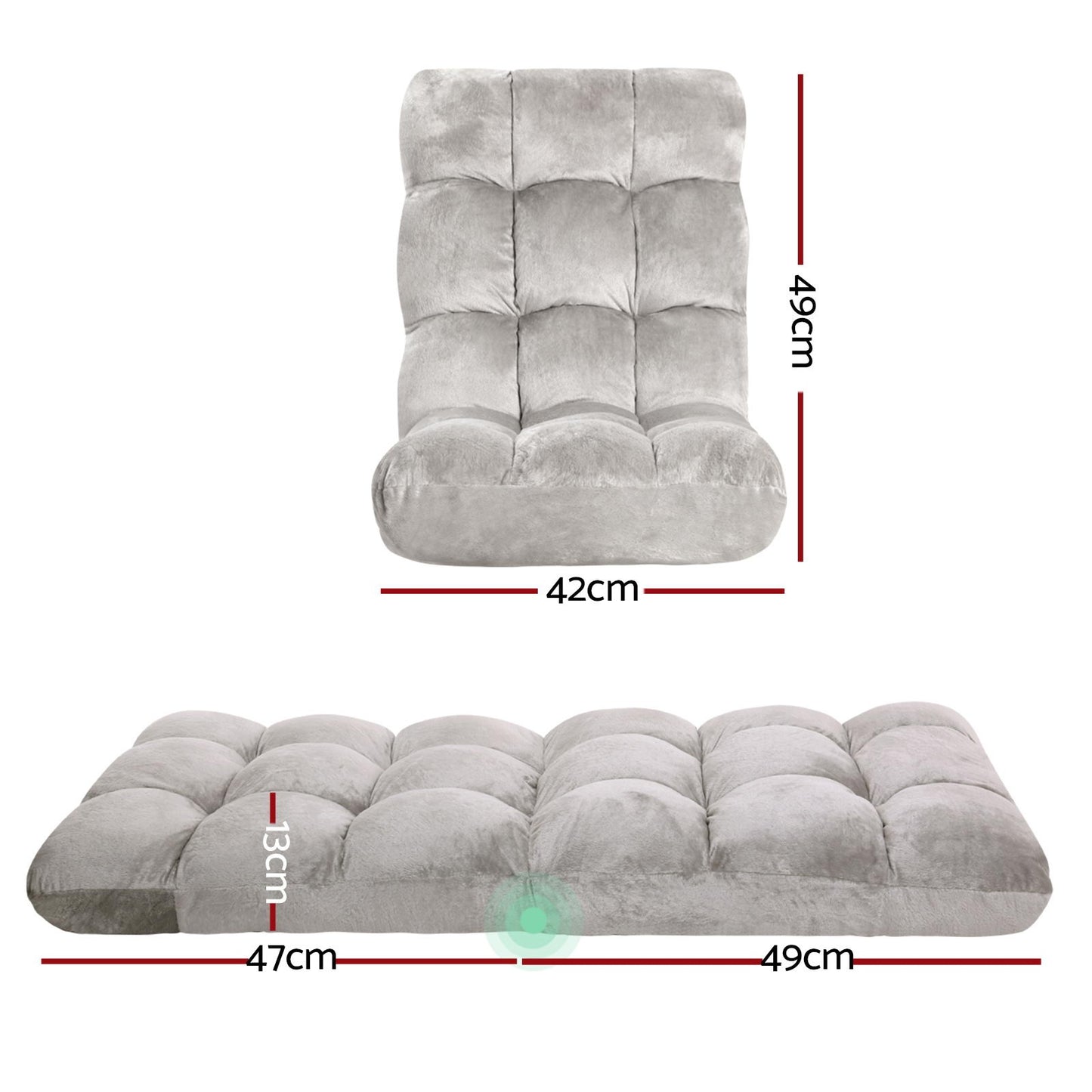 Set of 4 Marget Lounge Sofa Bed Flannel Fabric - Grey