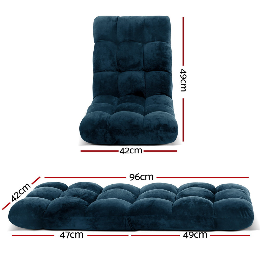 Marget Floor Lounge Sofa Bed Flannel Fabric - Navy