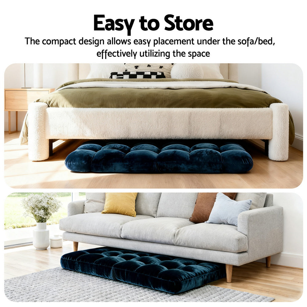 Marget Floor Lounge Sofa Bed Flannel Fabric - Navy