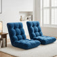 Set of 2 Marget Floor Lounge Sofa Bed Flannel Fabric - Navy