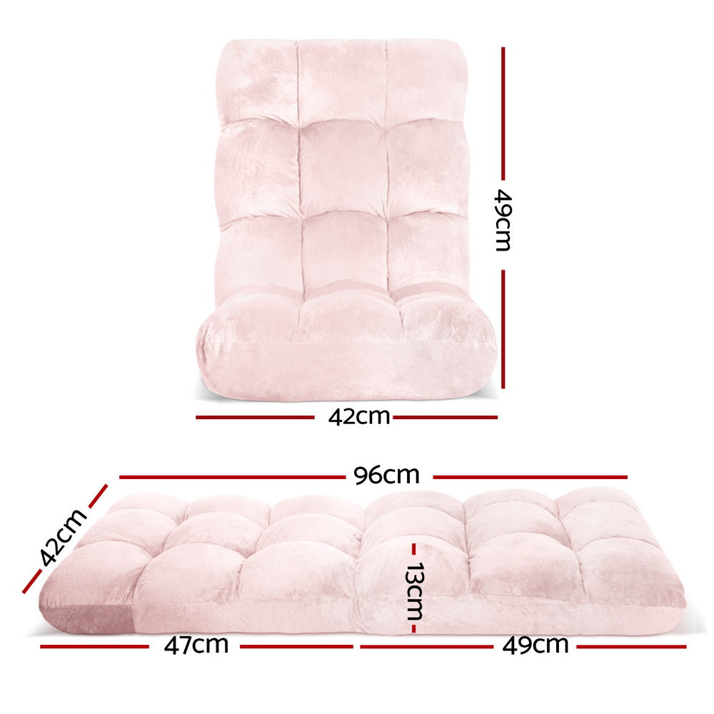 Marget Floor Lounge Sofa Bed Flannel Fabric - Pink