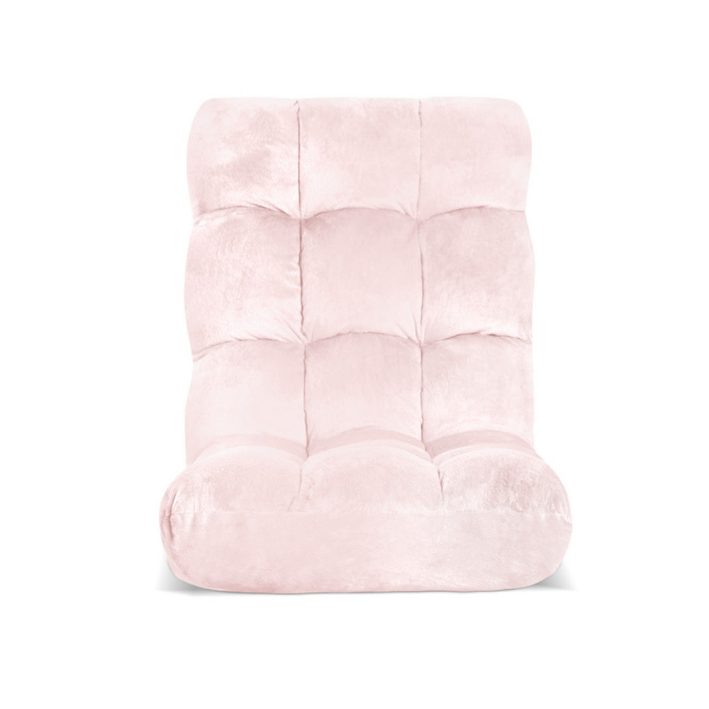 Marget Floor Lounge Sofa Bed Flannel Fabric - Pink