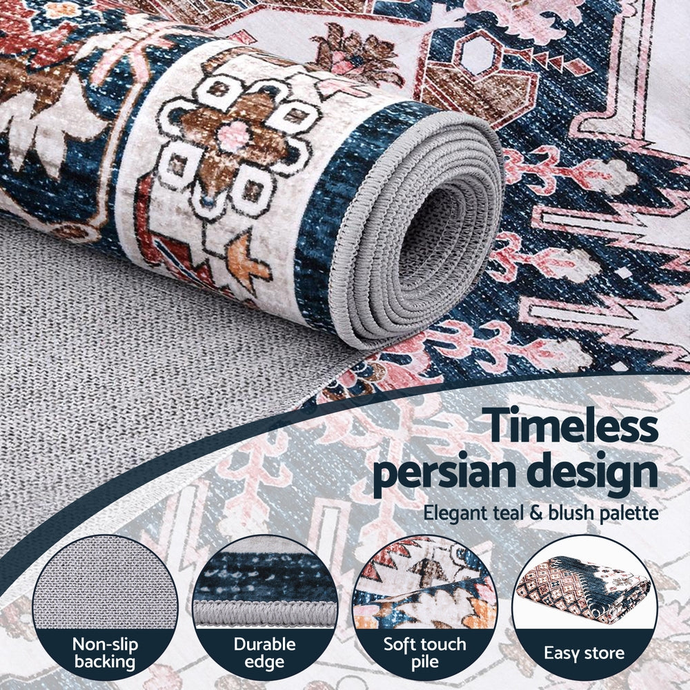 Hynek 160x230cm Floor Rug  Large Washable Persian Area Rug Living Room Carpet - Blue