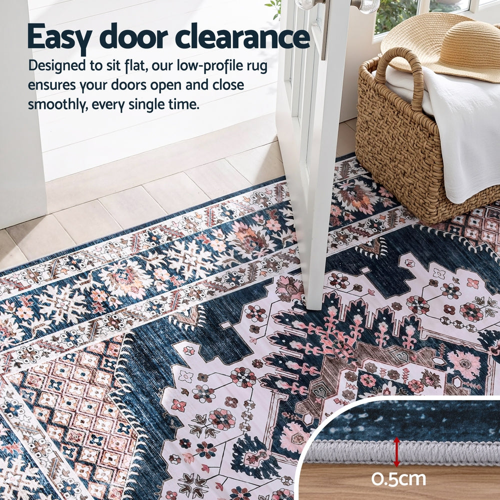 Hynek 160x230cm Floor Rug  Large Washable Persian Area Rug Living Room Carpet - Blue