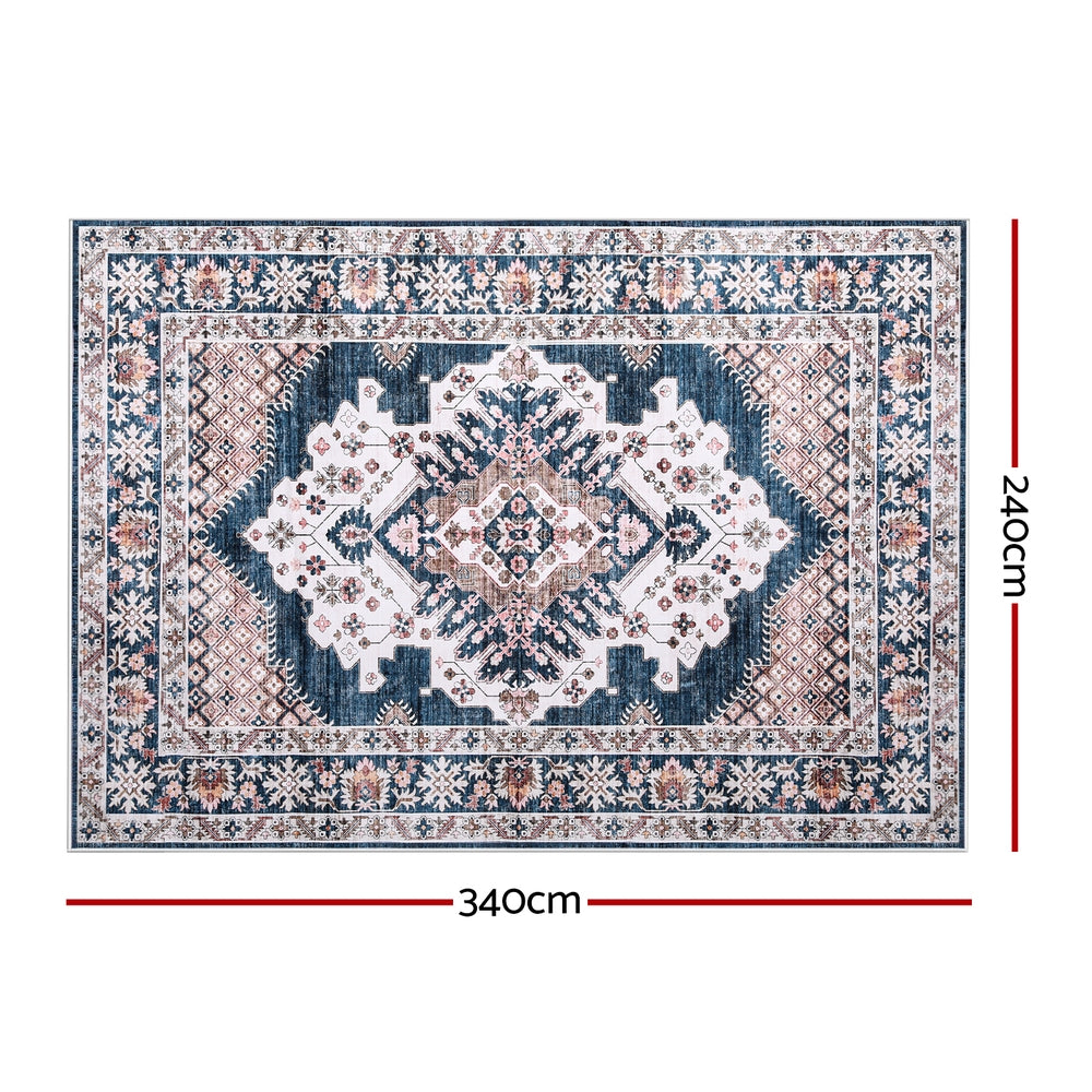Hynek 240x340cm Floor Rug Large Washable Persian Area Rug Living Room Carpet - Blue