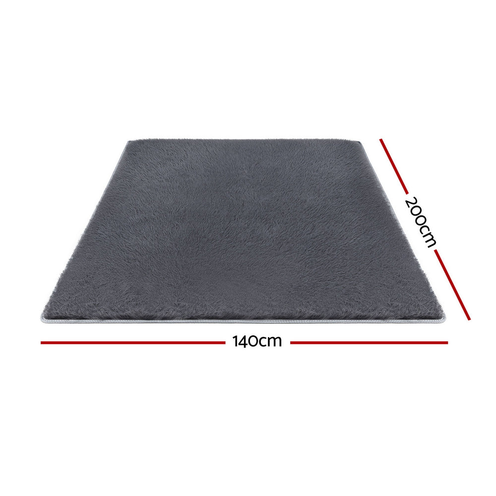 Lumir 140x200cm Floor Rug  Plush Area Shaggy Rug Living Room Bedroom Carpet - Grey